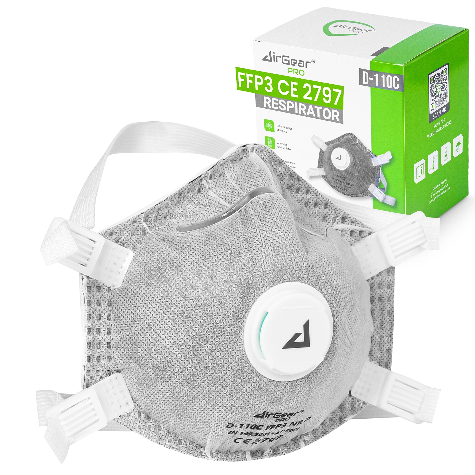 AirGearPro D-110C FFP3 dust mask with exhalation valve