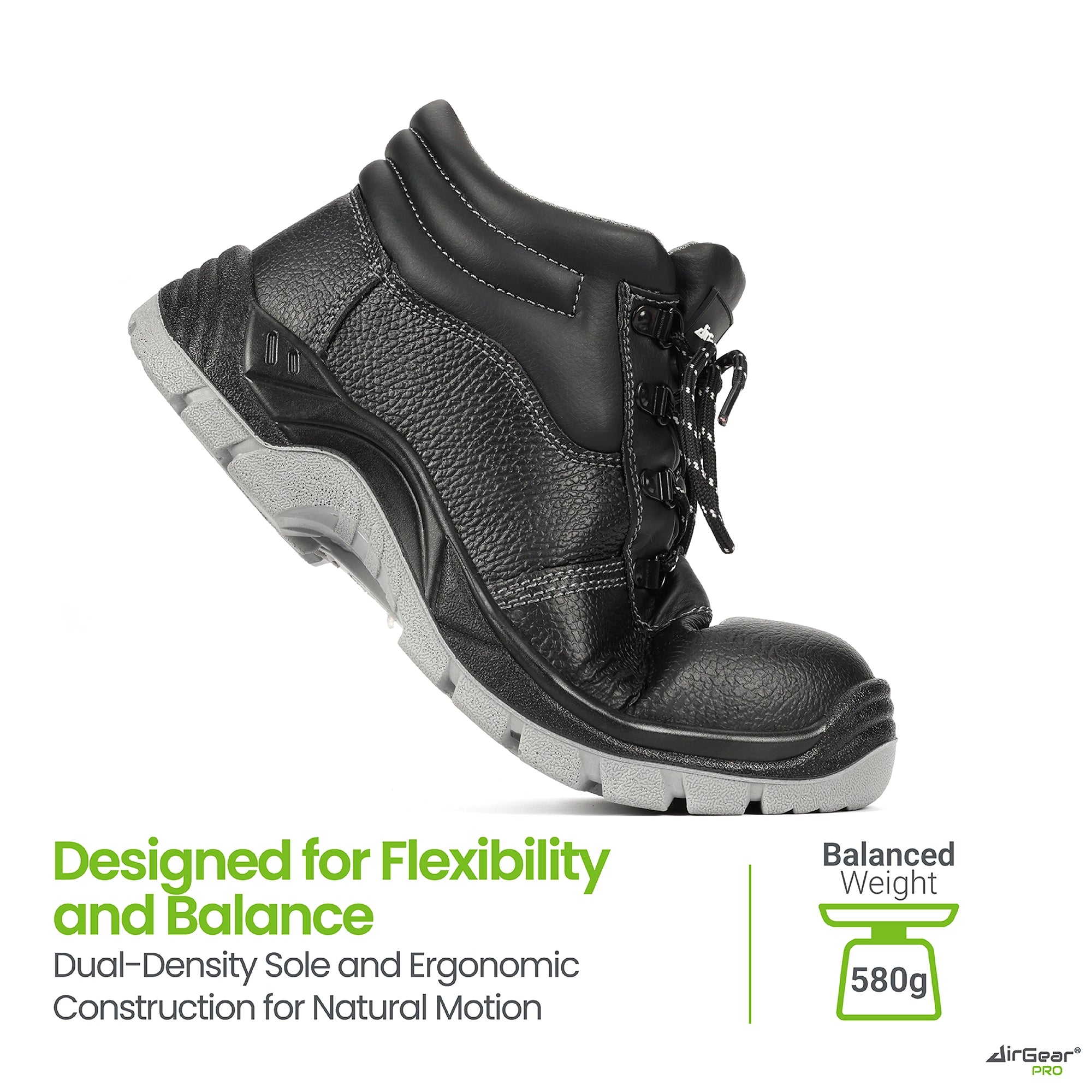 AirGearPro Defender S3 SR Safety Shoes - Steel Toe, Anti-Puncture, Slip-Resistant, Waterproof Leather