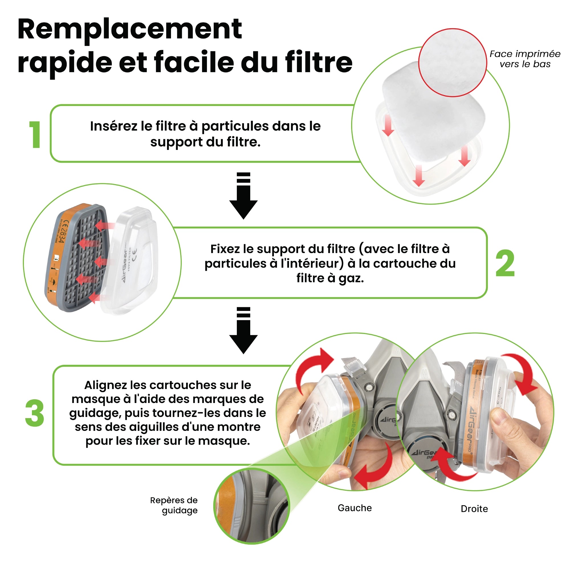 C-500 Filtres P3 Anti-Poussières Fines pour Masques G-500, M-500 et G-750