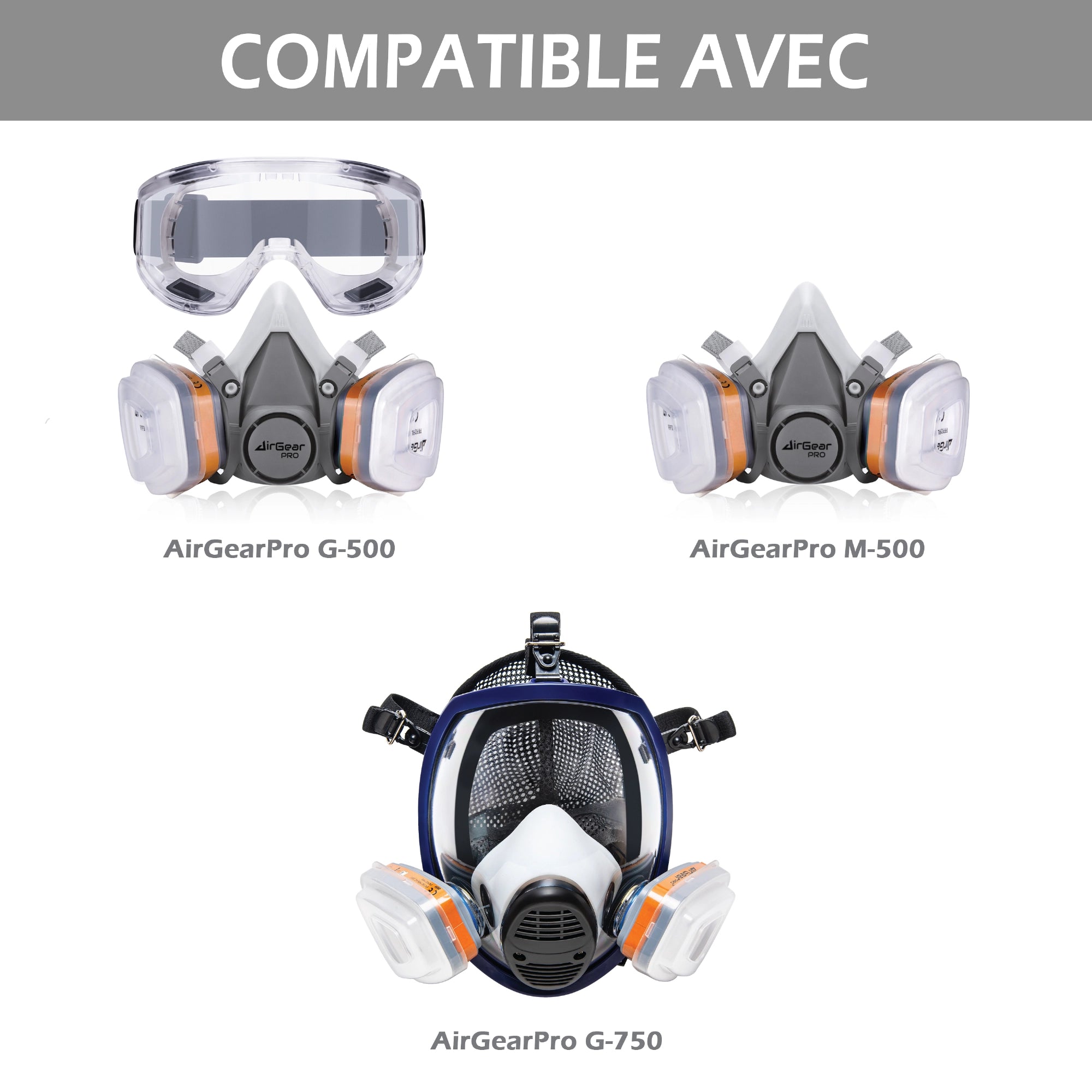 F-500 Cartouches Filtrantes A1P2 Anti-Gaz pour Masques G-500, M-500 et G-750