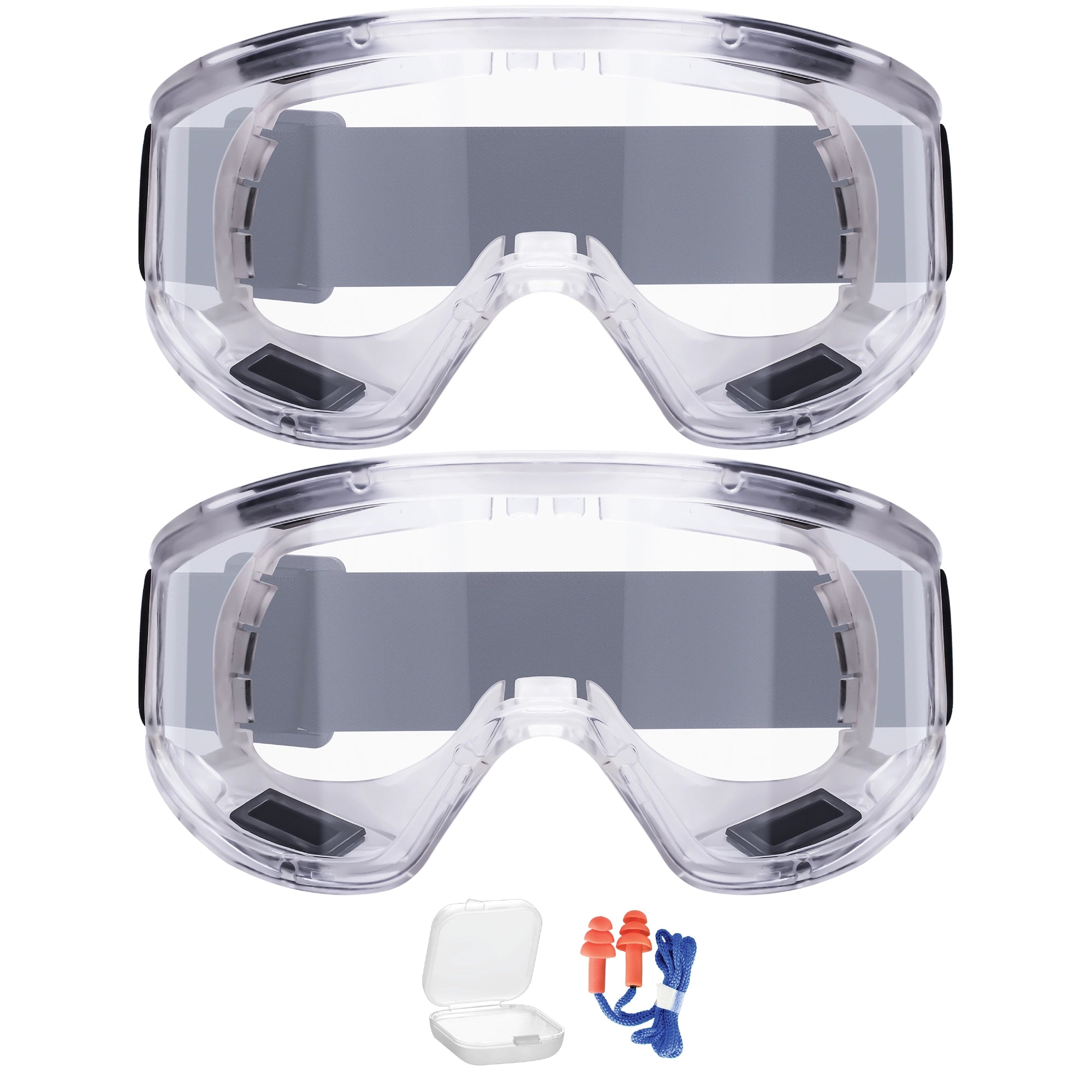 AirGearPro Vision-1000 anti-fog safety goggles 2-pack with earplugs