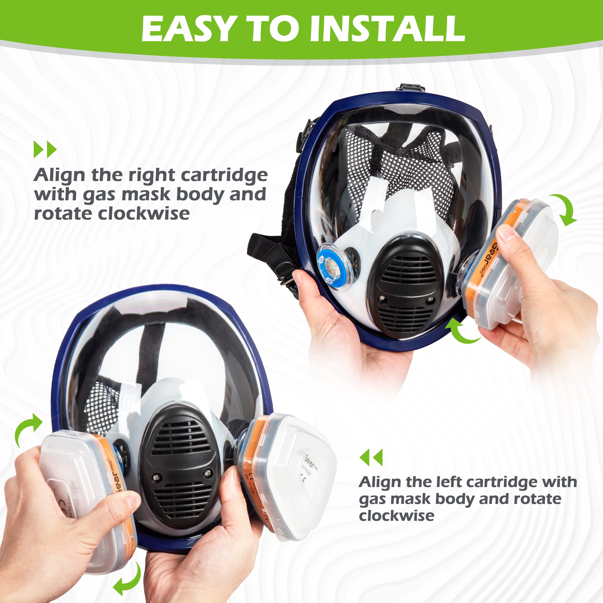 AirGearPro G-500 Masque de Protection Respiratoire Réutilisable, Anti  poussière, Anti gaz avec Filtres et Lunettes de Protection pour Peinture