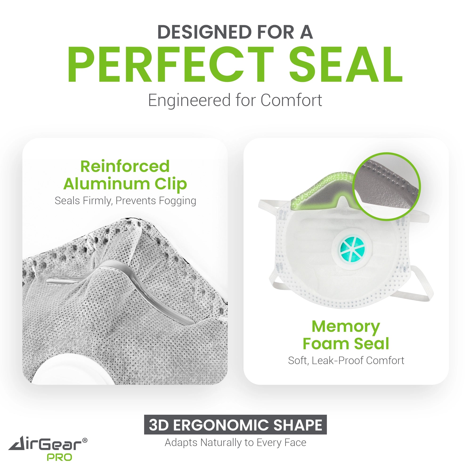 AirGearPro D100C FFP2 Disposable Respirator Mask - CE 2797 Certified, Cool-Flow Valve, Activated Carbon