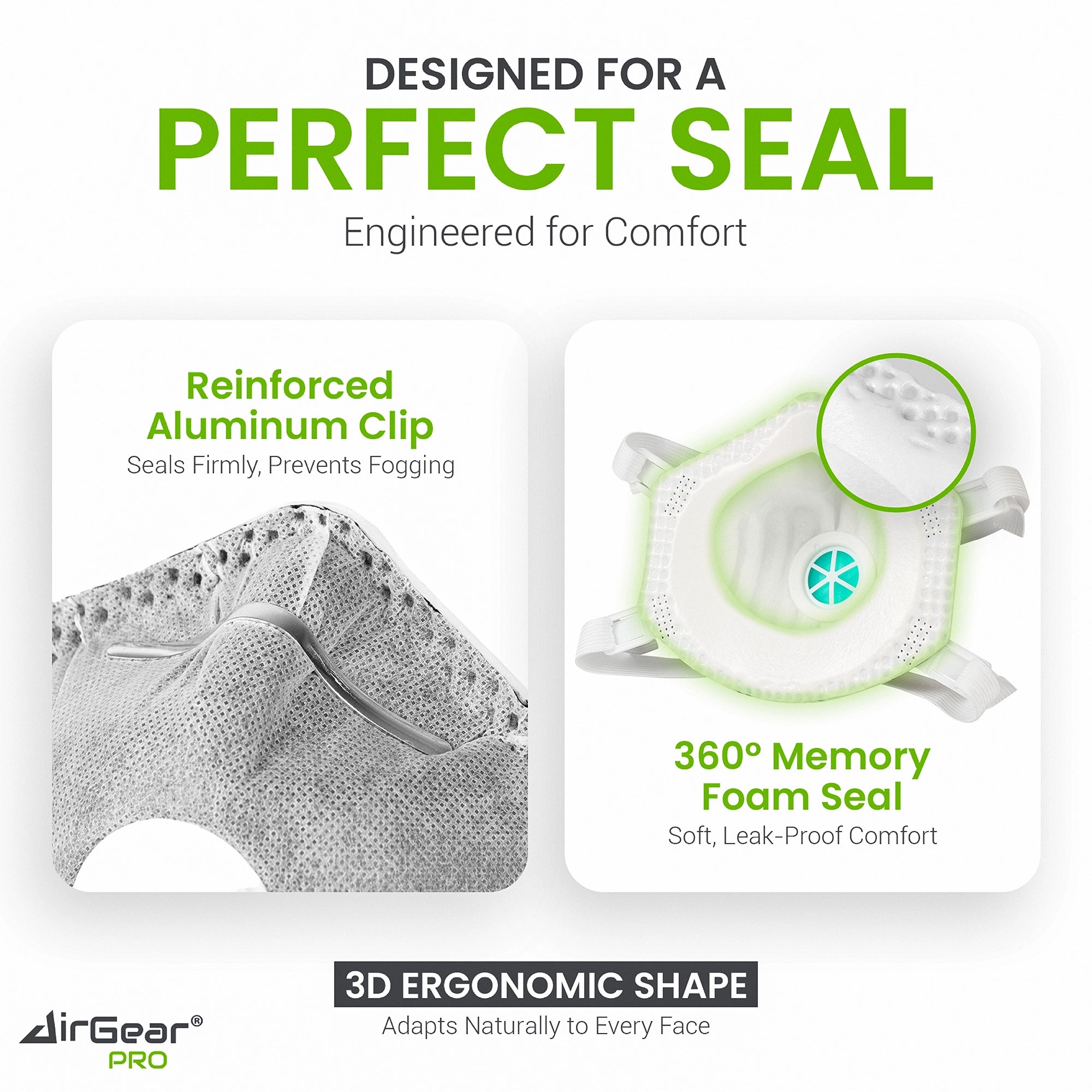 AirGearPro D110C FFP3 Disposable Respirator Mask - CE 2797 Certified, Exhalation Valve, Activated Carbon