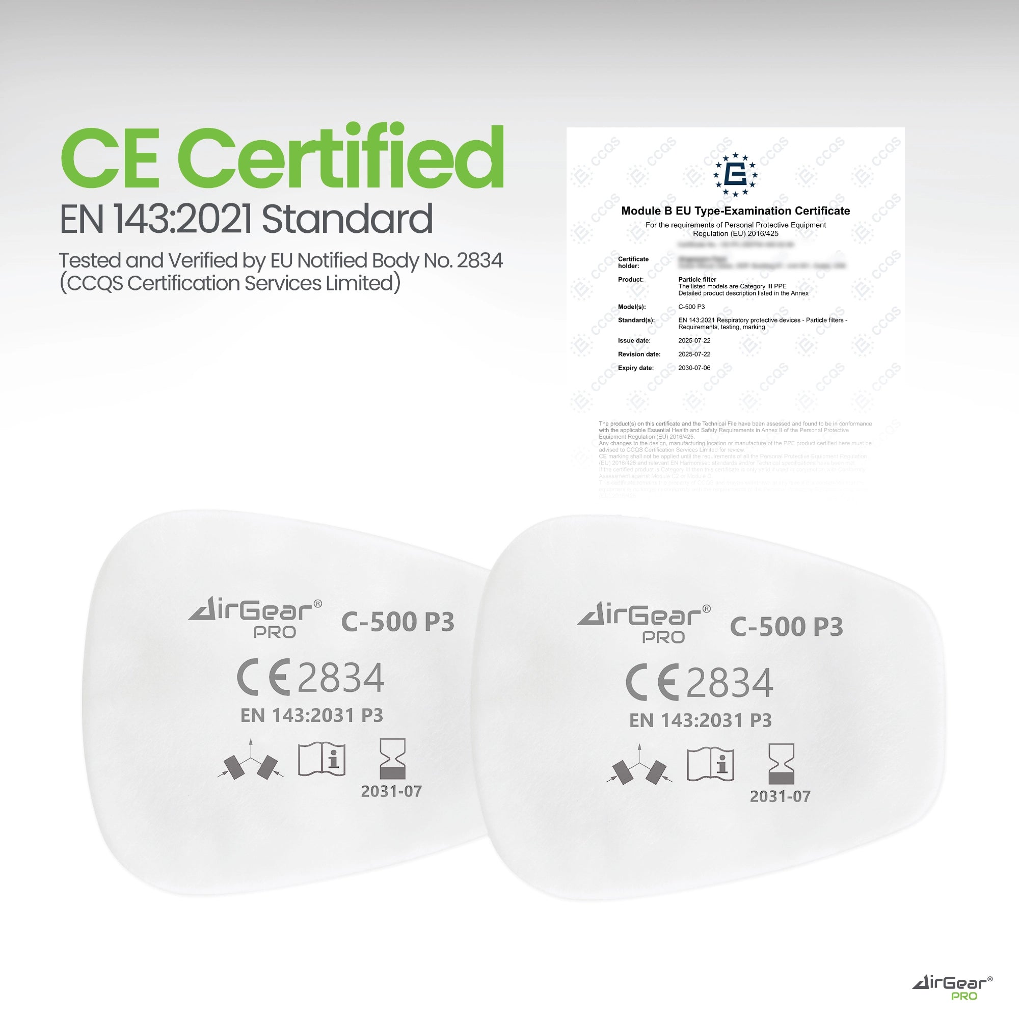 C-500 P3 Dust Filters – for G-500, M-500 & G-750 Respirators