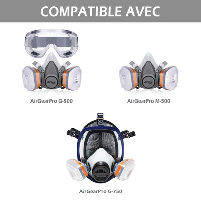 F-500 Cartouches Filtrantes ABEK1-P2 Multi-Gaz pour Masques G-500, M-500 et G-750
