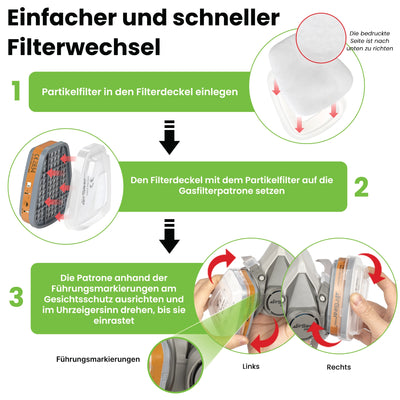 G-500 Atemschutzmaske / Gasmaske mit A1P2-Filtern und Schutzbrille