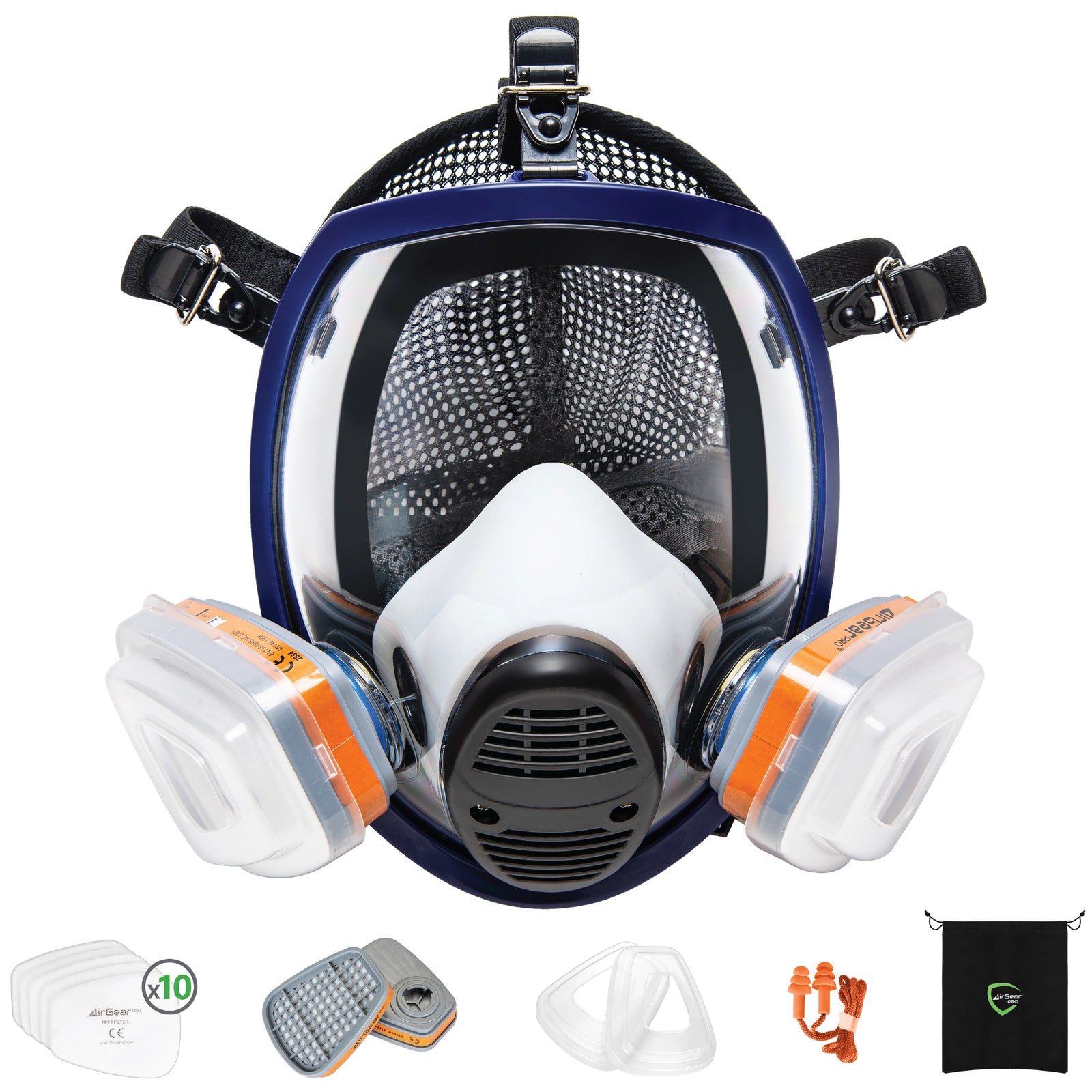 AirGearPro G-750 full face respirator mask with A1P2 filters