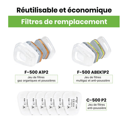 Masque de Protection Respiratoire Intégral G-750 avec Filtres A1P2