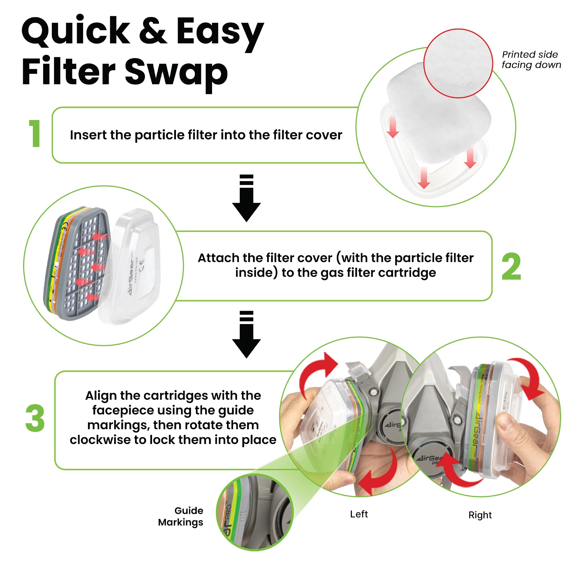 M-500 Respirator Mask with ABEK1-P2 Filters