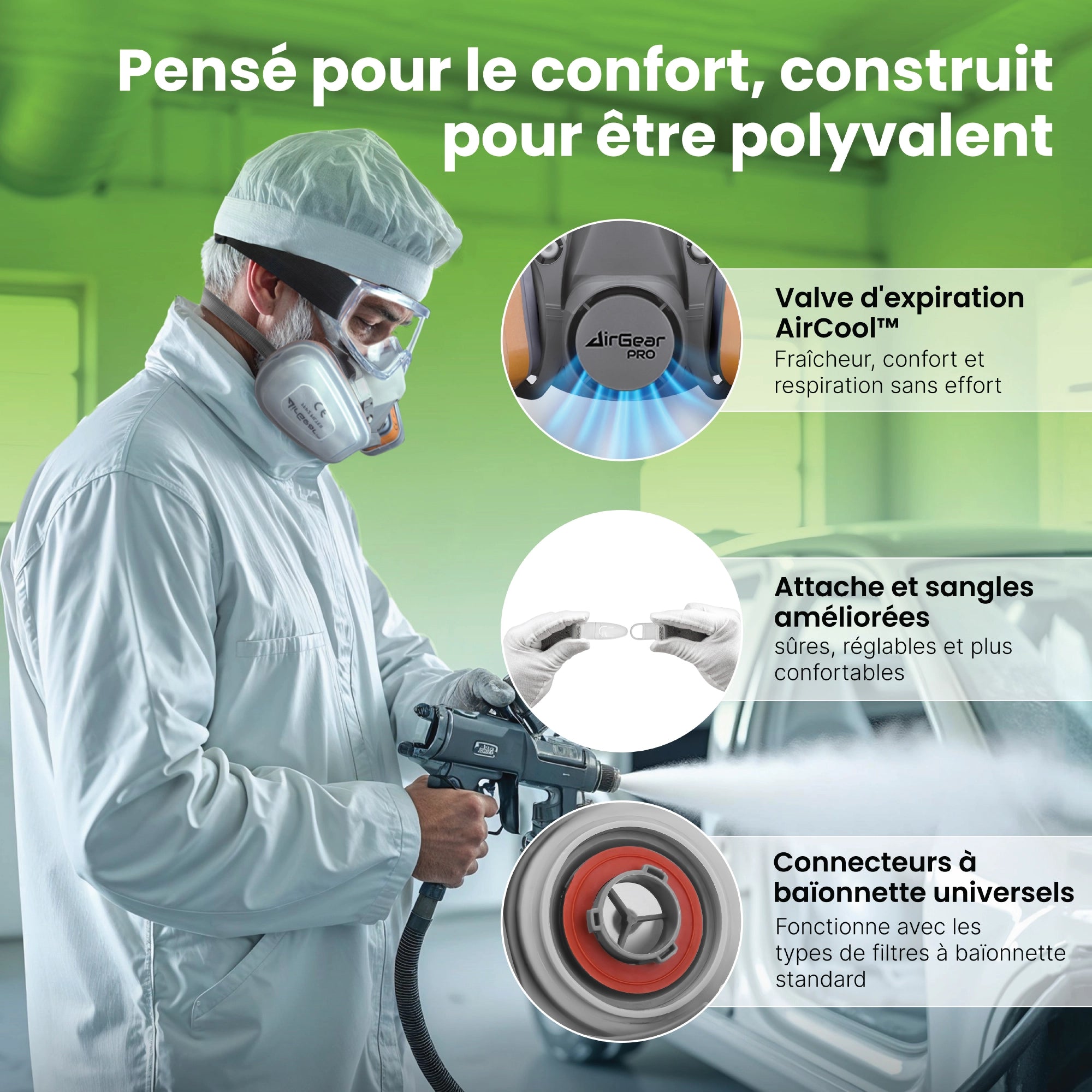 Masque Peinture M-500 Réutilisable avec Filtres A1P2