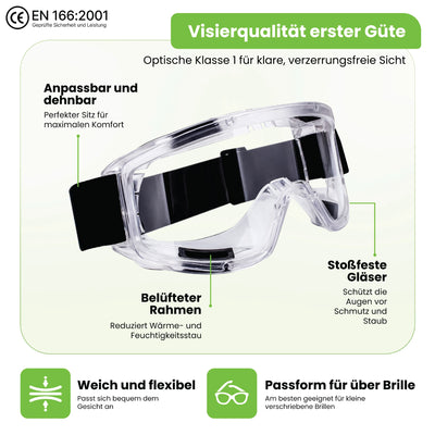 Vision-1000 Anti-Beschlag-Schutzbrille - 2er-Pack mit Ohrstöpseln