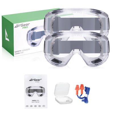 Vision-1000 Anti-Beschlag-Schutzbrille - 2er-Pack mit Ohrstöpseln