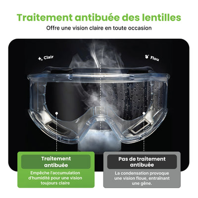 Lunettes de Protection Vision-1000 Anti-Buée - Lot de 2 avec Bouchons d'Oreilles