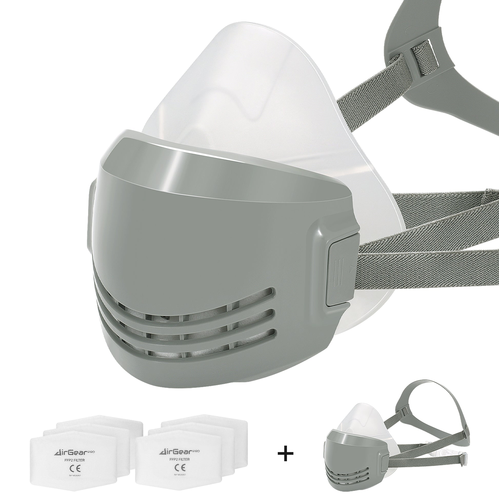 AirGearPro M-500 Masque de Protection Respiratoire Réutilisable, Anti  poussière, Anti gaz avec Filtres, Idéal Peinture