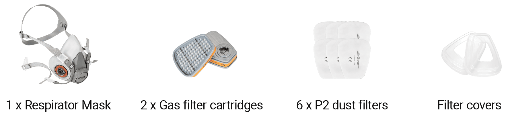 Respirator mask with air filtration for safety and protection, ideal for industrial or hazardous environments.