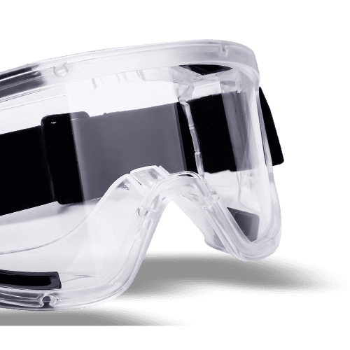 Clear protective goggles ideal for safety and sports activities, offering shatterproof and fog-resistant features for optimal eye protection during outdoor and indoor use.